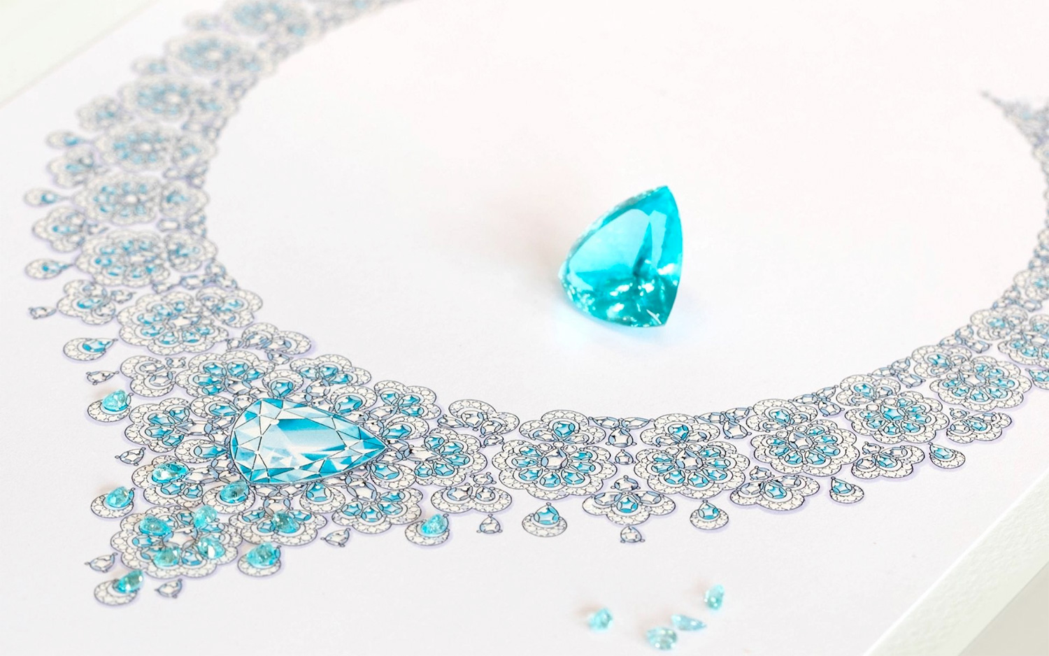 Chopard precious lace paraiba tourmaline necklace sketch