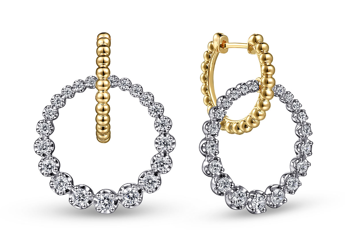 Best Earring Gabriel Bujukan diamond white yellow gold huggies