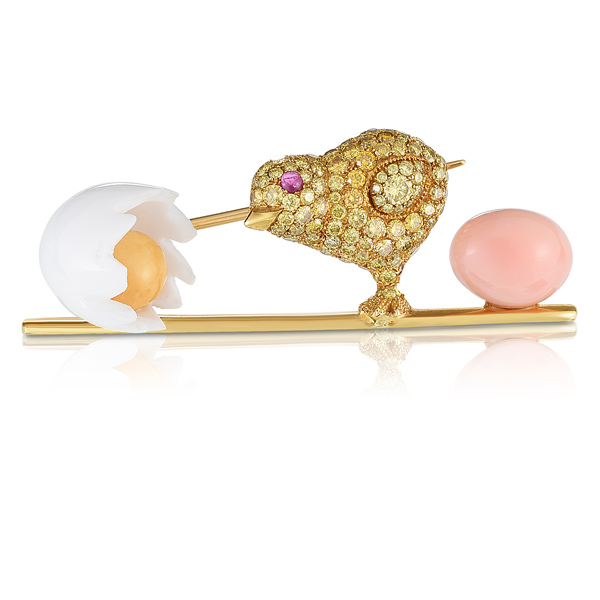 Cicada bird egg brooch