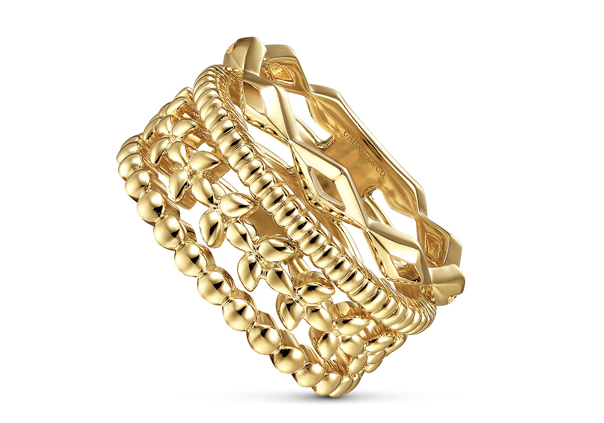 Fashion Bridge Gabriel multirow yellow gold ring