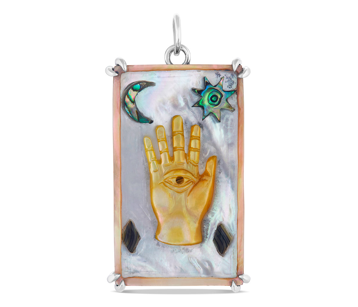 Fashion Bridge Maura Green hamsa sacred symbol tablet pendant