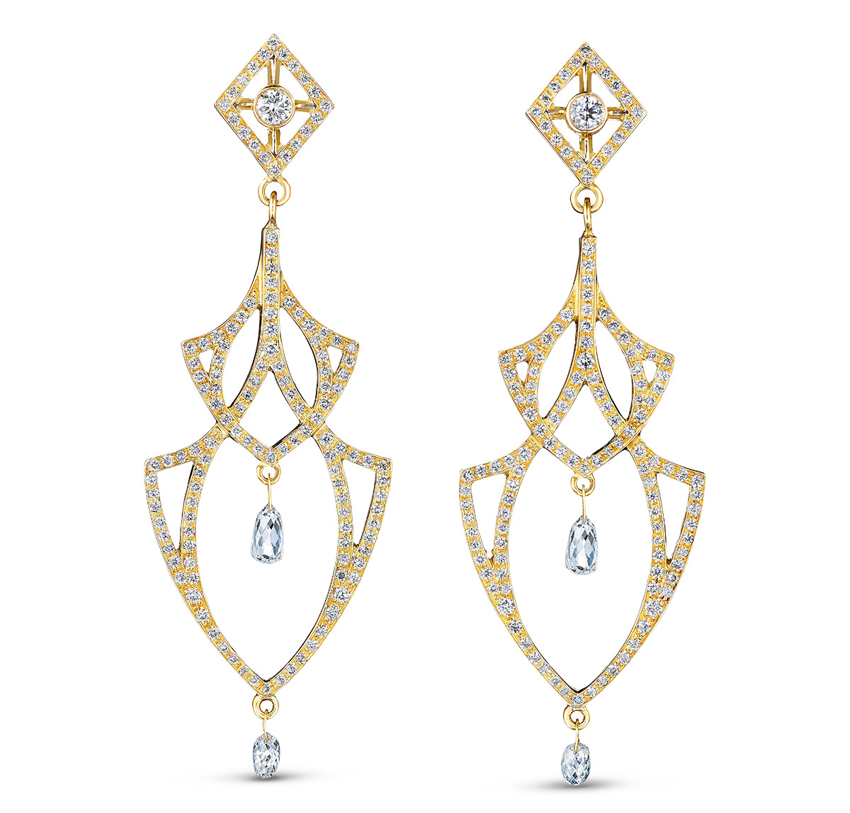Gold Jewelry Marisa Perry rock and roll princess earrings yellow gold diamonds