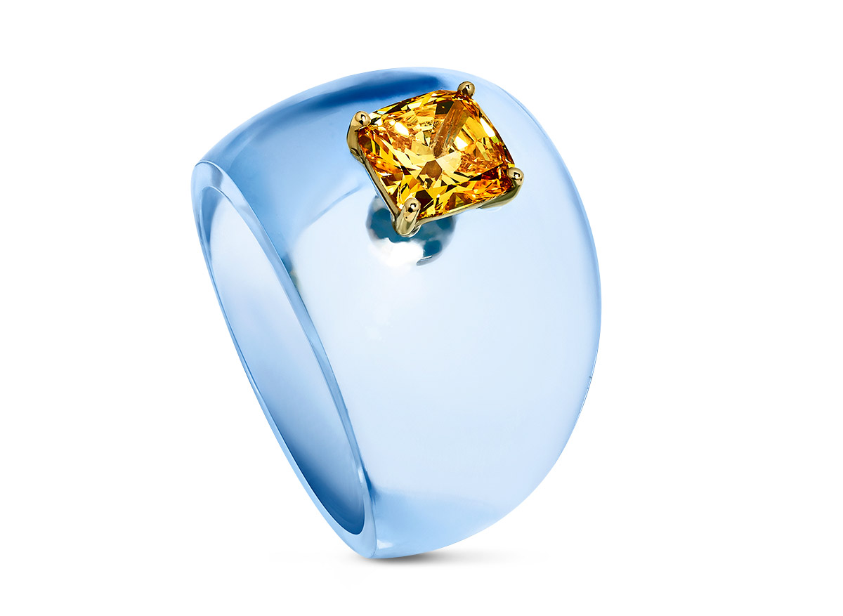 Lab Grown Meylow Global bio resin lab grown yellow diamond ring