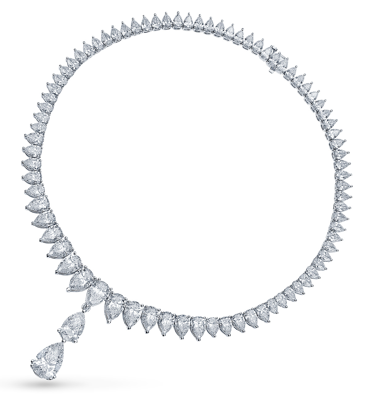 Lab Grown Smiling Rocks rays haute couture pear shape lab grown necklace