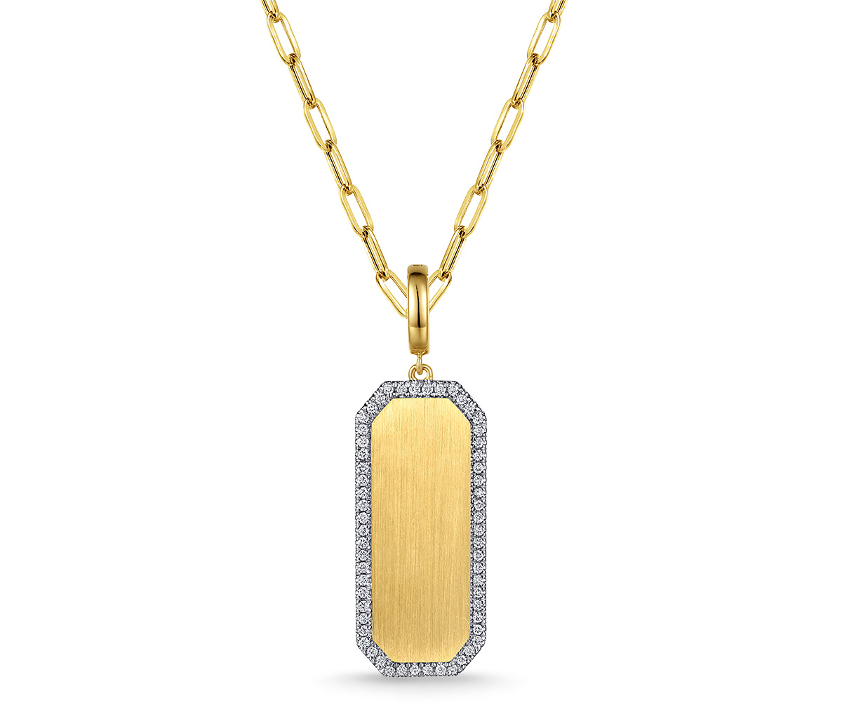 Personalized Jewelry Gabriel yellow gold medallion paper clip chain