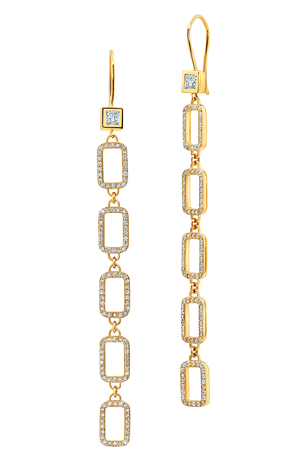 Misahara Noho drop diamond gold earrings