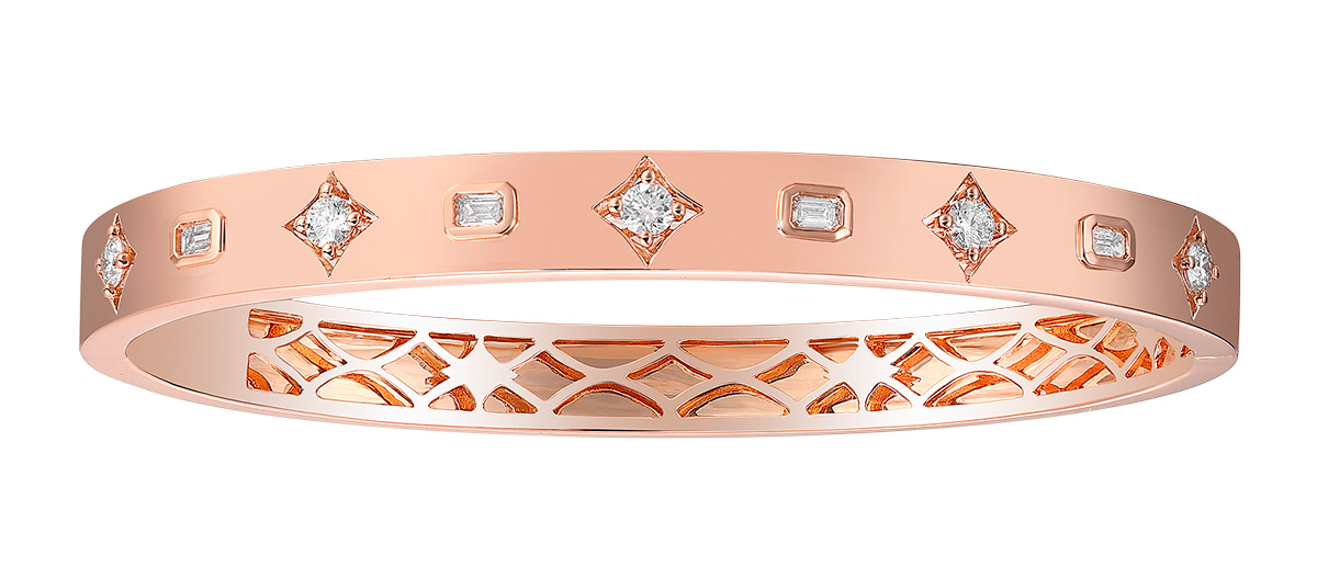 Smiling Rocks rose gold Sparkle lab grown diamond bangle
