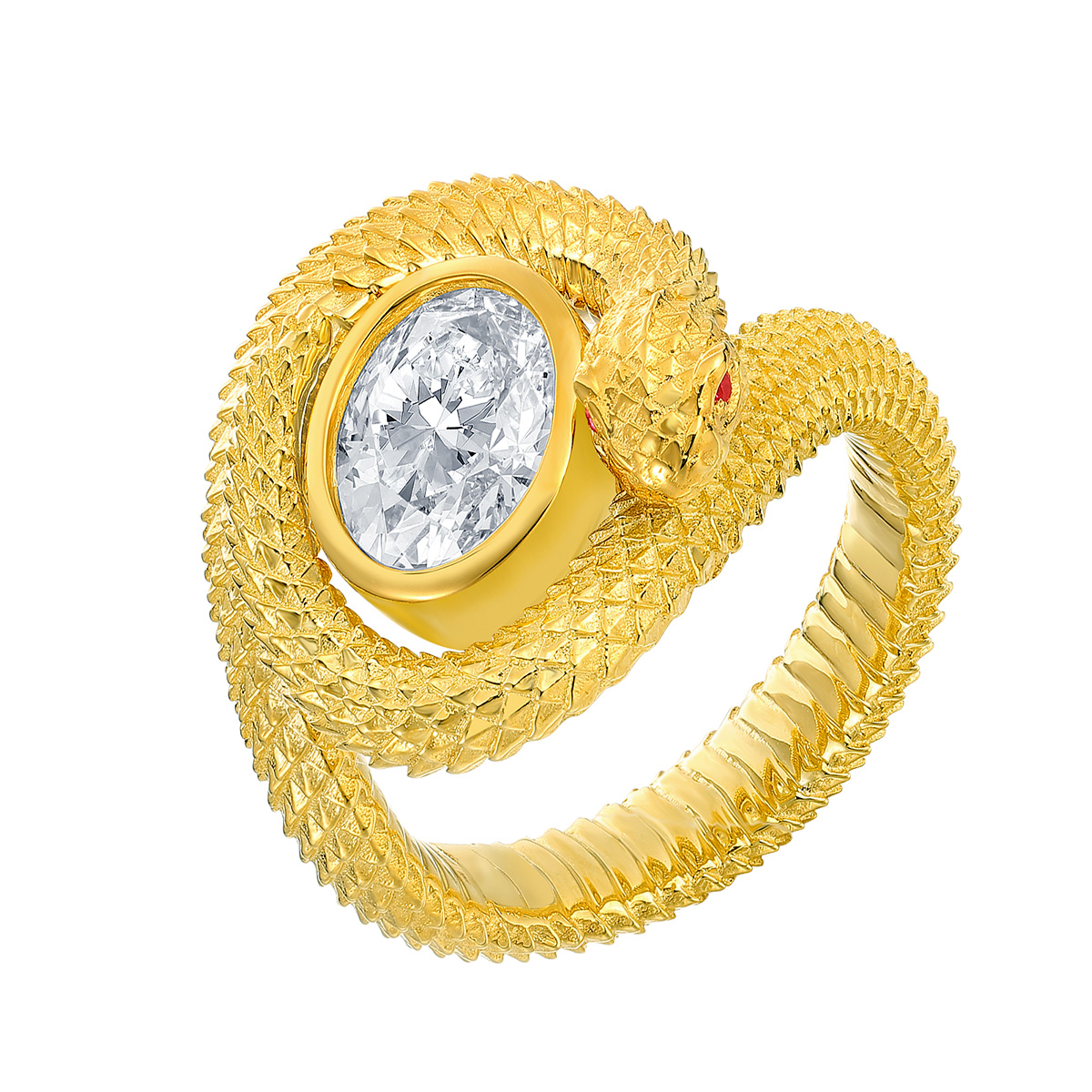 Smiling Rocks snake haute couture lab grown diamond ring