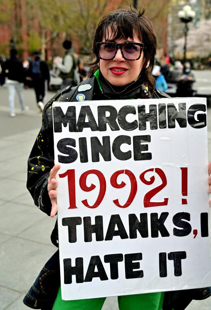 Wendy Brandes protesting