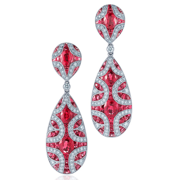 Kwiat ruby drop earrings
