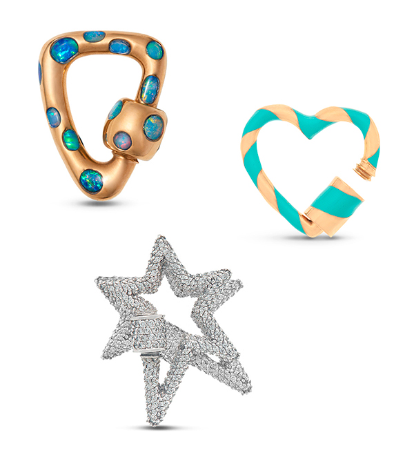Marla Aaron freeform inlay lock heartlock turquoise enamel allstone starlock