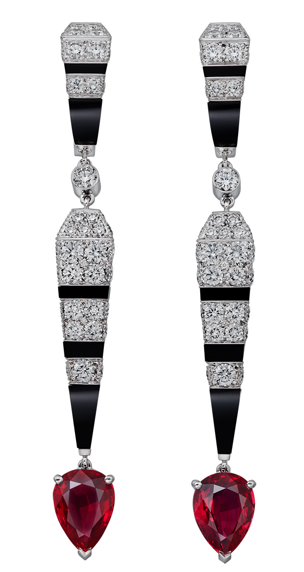 Cartier ruby onyx diamond earrings Cartier ruby onyx diamond earrings