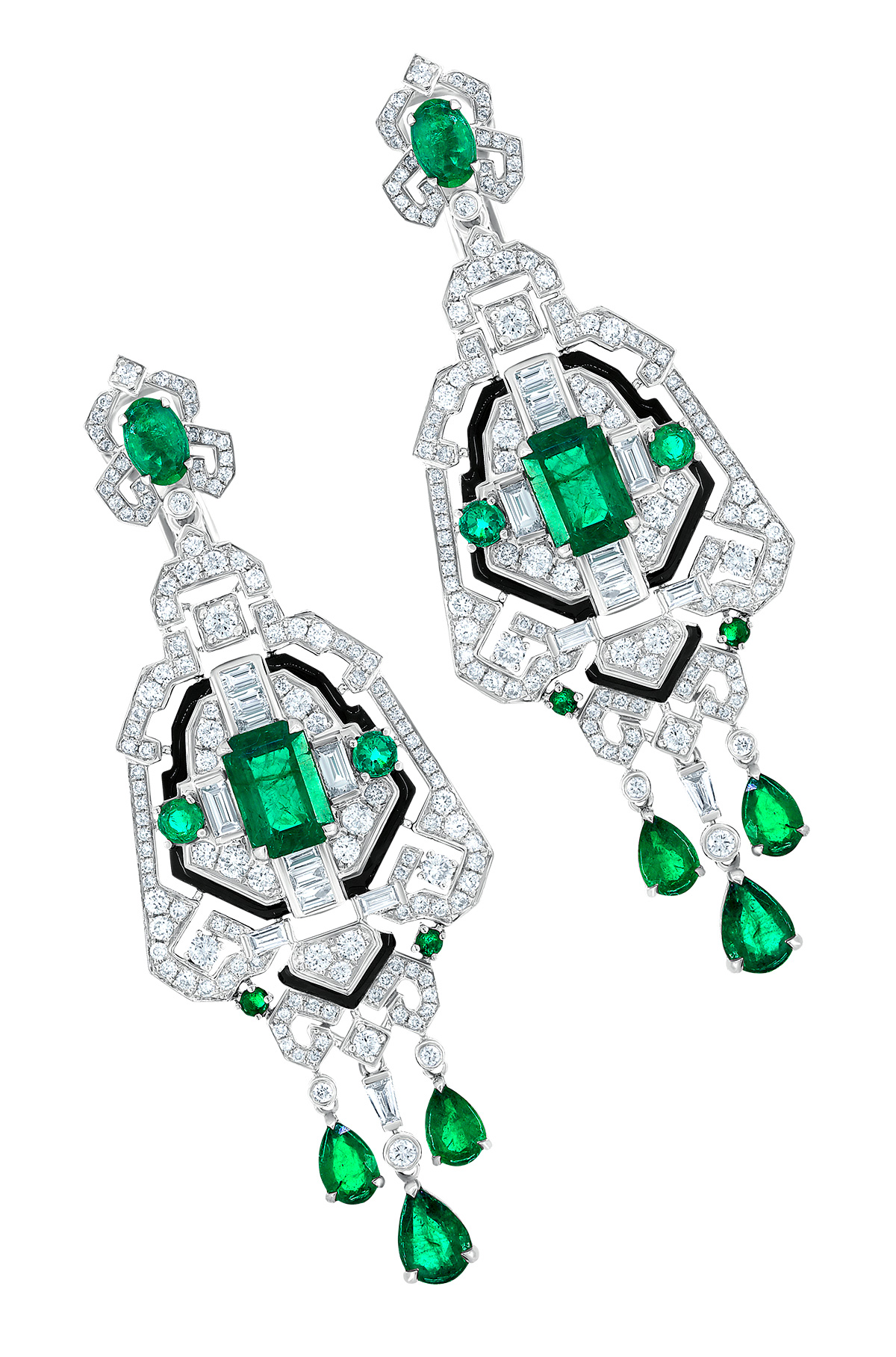 Nigaam art deco inspired emerald diamond earrings Nigaam art deco inspired emerald diamond earrings