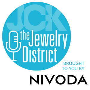 The Jewelry District podcast and Nivoda logos