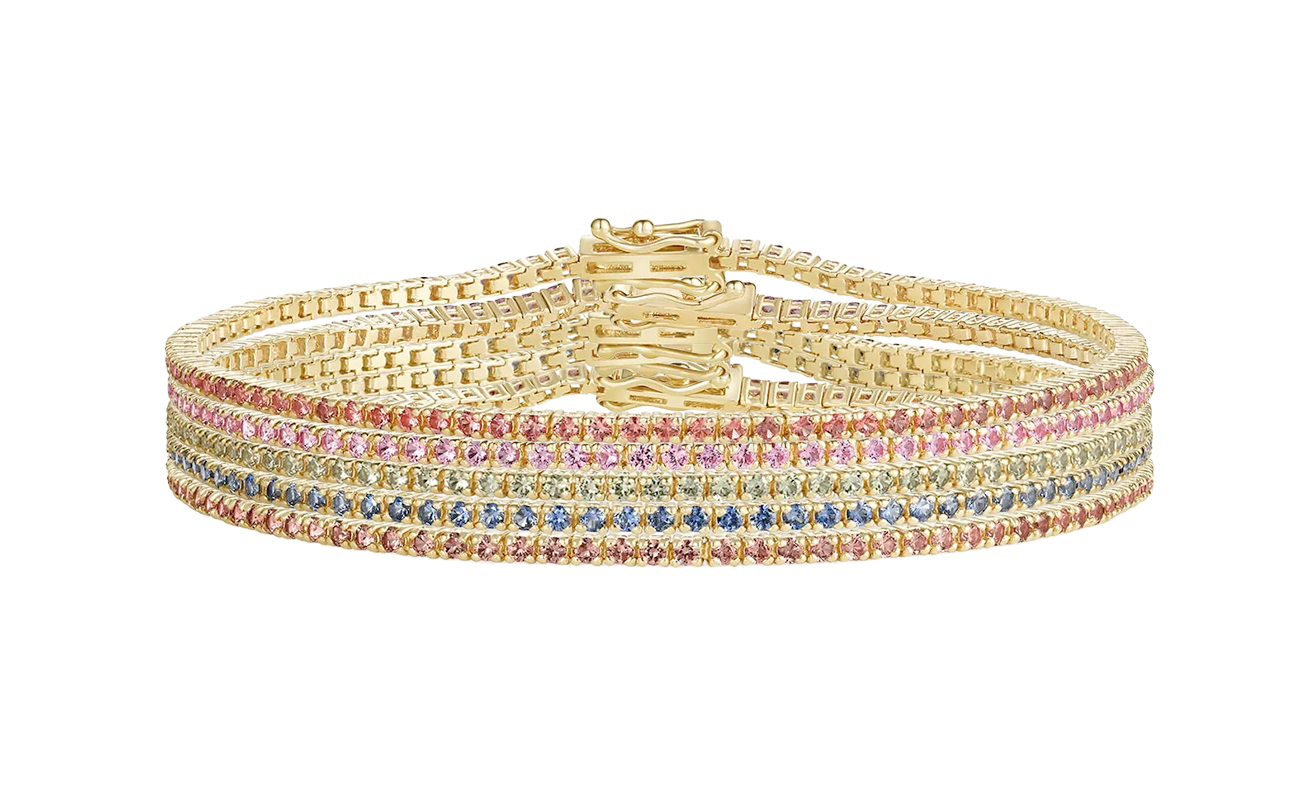 Marrow Fine multicolored sapphire tennis bracelet stack