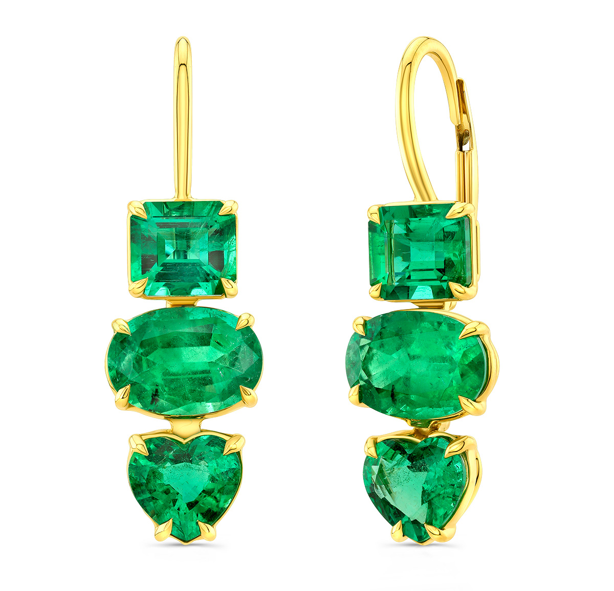 Colored Stone Jewelry Rahaminov emerald trio drop earrings