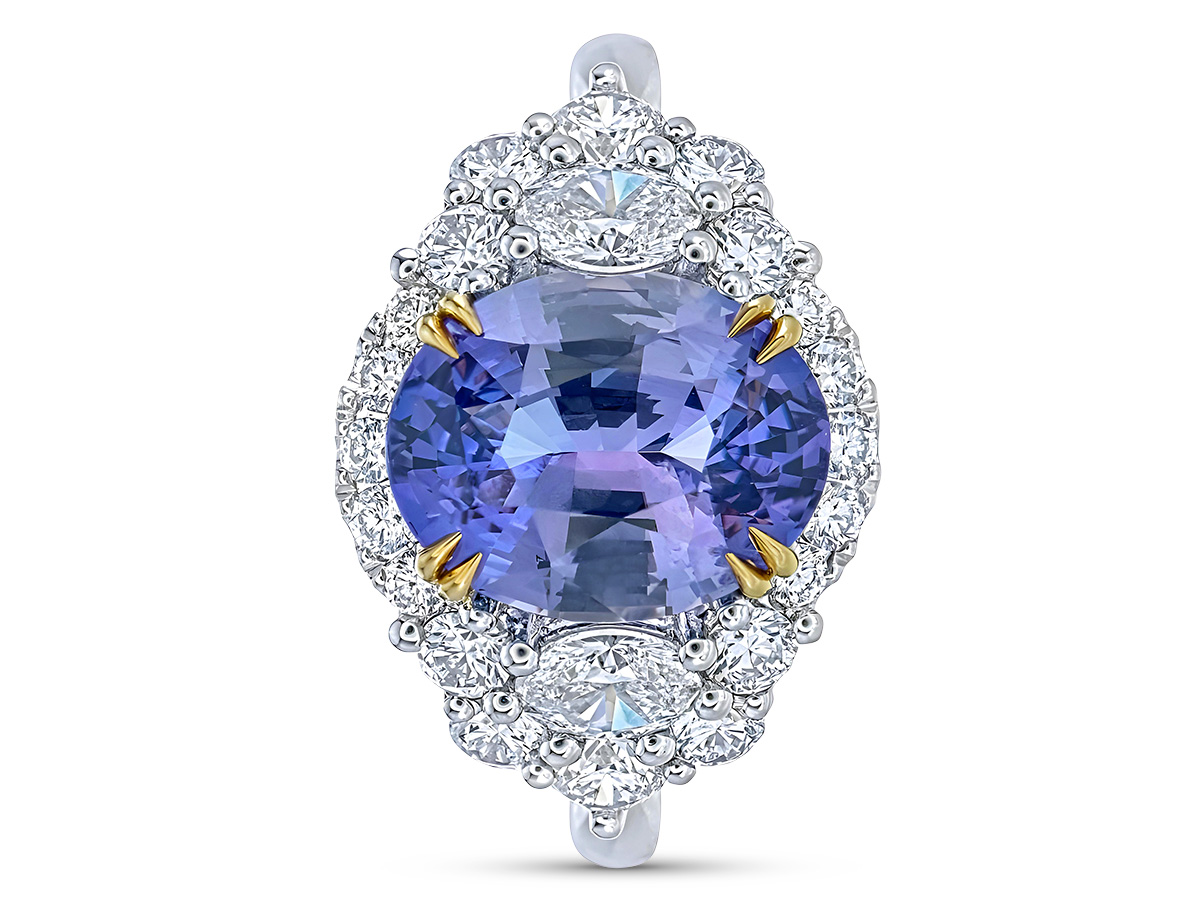 Best Wedding Yael oval purple sapphire and diamond ring