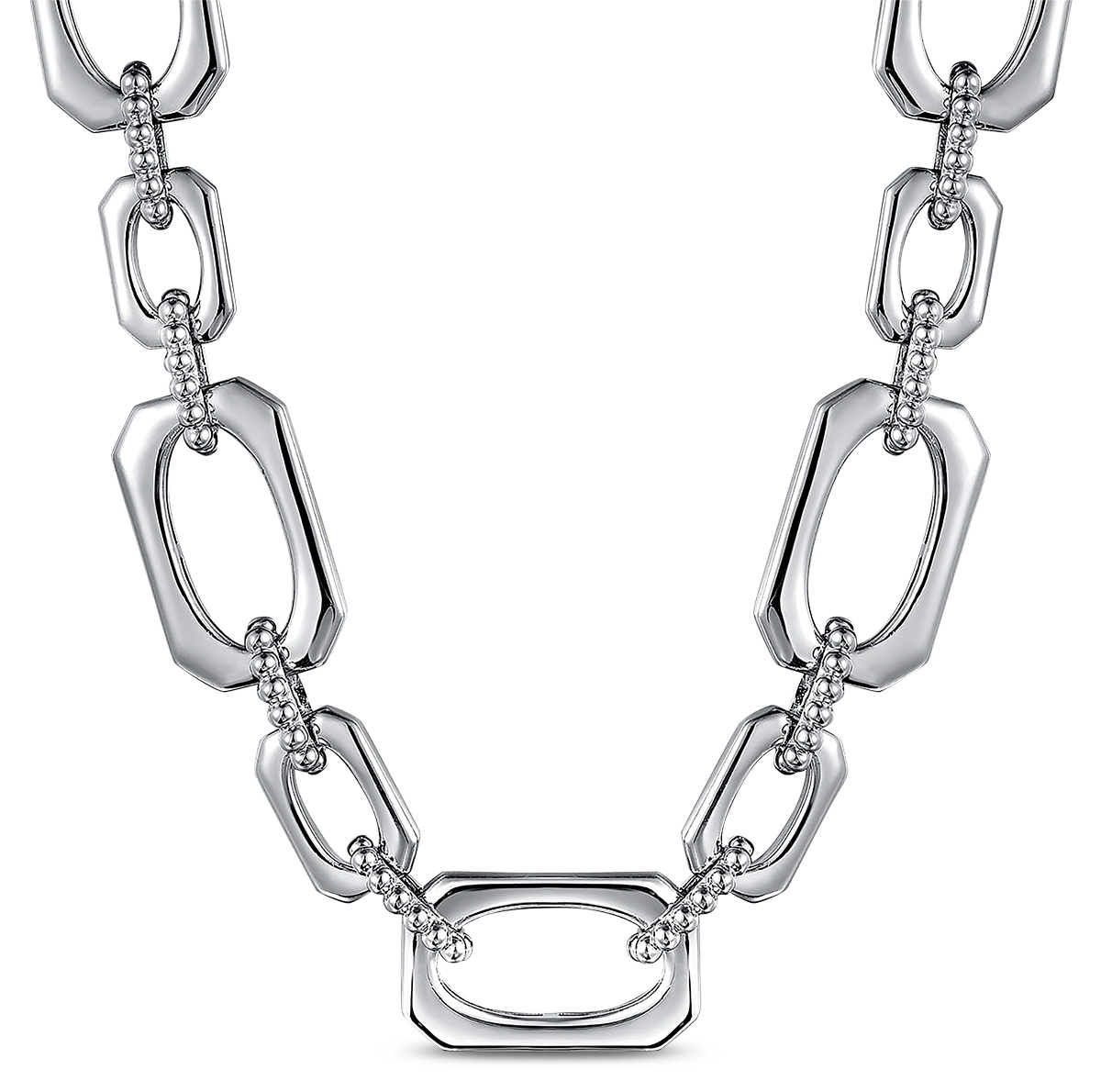 Silver Jewelry Gabriel geometric link chain with bujukan connectors