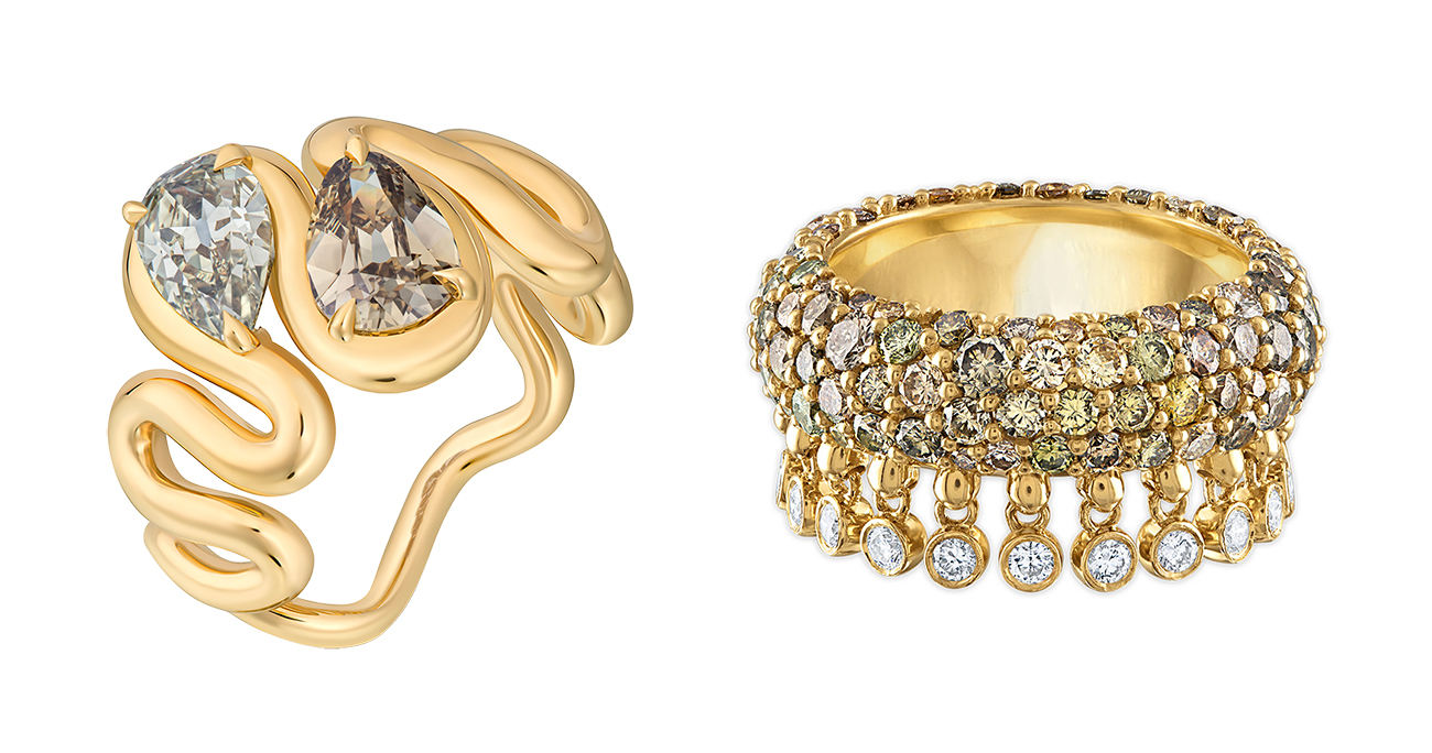 Vanessa Fernandez and Jade Ruzzo brown diamond rings Vanessa Fernandez and Jade Ruzzo brown diamond rings