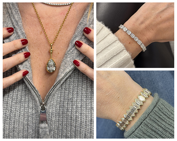 Verstolo diamond pendant and bracelets