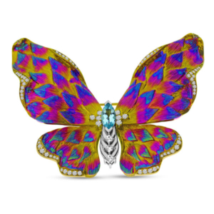 Brevani blue topaz butterfly brooch