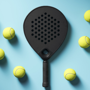 padel racket and balls